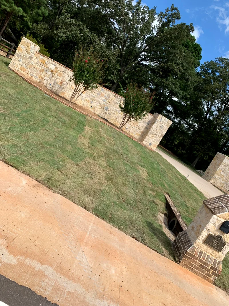 A deep-green, weed-free lawn on a Greenville cul-de-sac